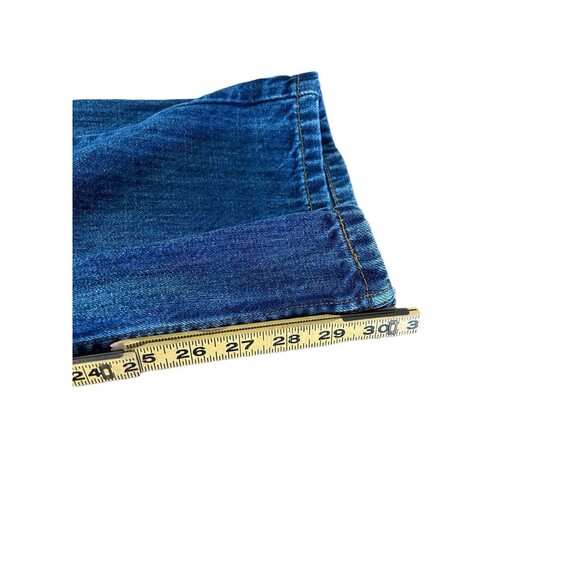 RARE Distressed Plaid Inside Levis 514 Straight Leg Mens Blue Denim Jeans 34x30 - Picture 9 of 15
